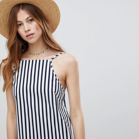 NWT Asos Scoop Back Stripe Dress - Picture 6 of 8